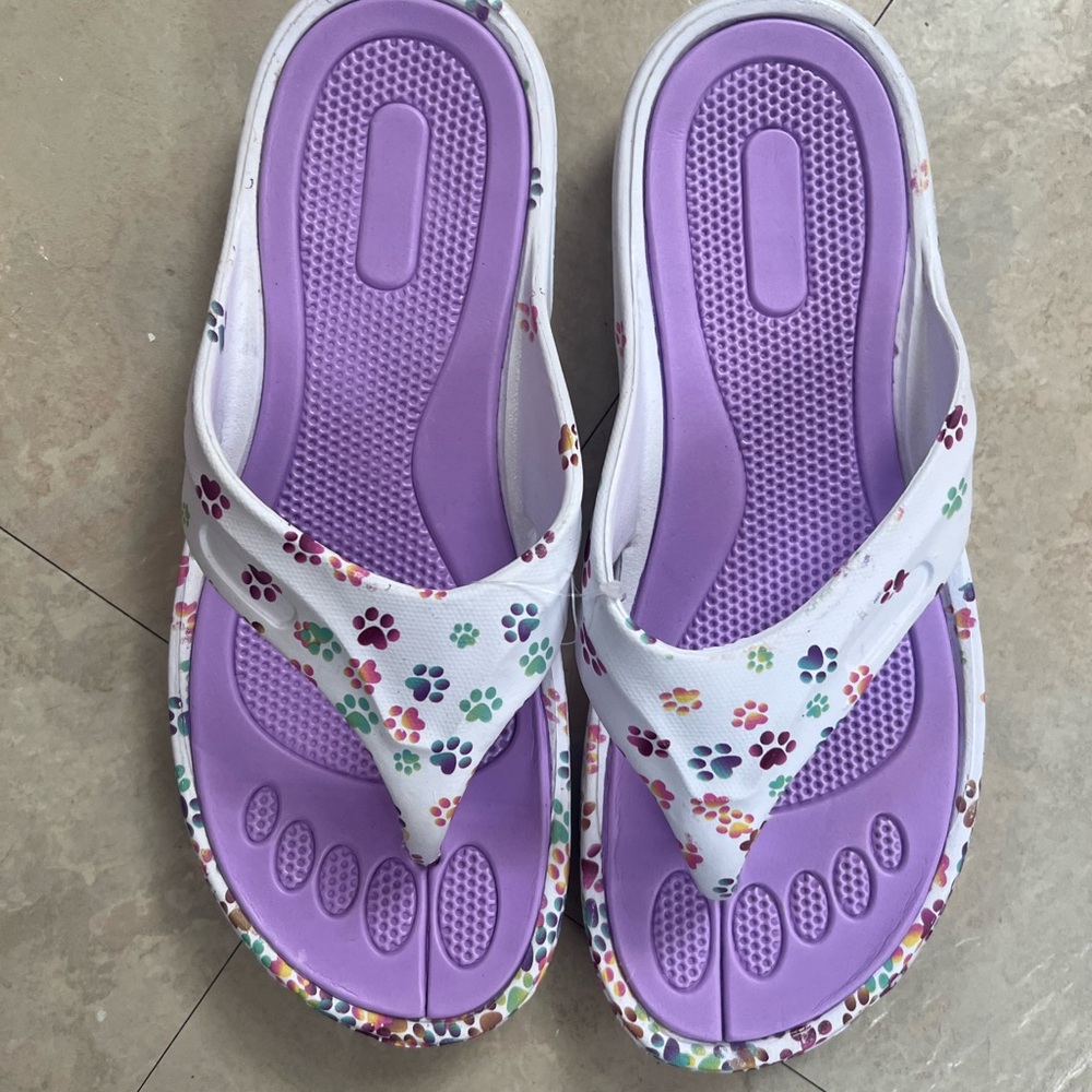 Purple and White Paw Print Sandals